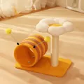 Bee-style cat tree featuring an orange striped tunnel and a white flower scratching post - 46*26*35cm / Bee Flower Style