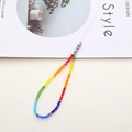 Rainbow crystal bead phone strap with LOVE letters on a stylish background - Rainbow