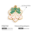 Gold stainless steel Christmas snowflake bow charm with festive colorful enamel details - Sequin Snowflake Bow (PJ92742)