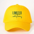 Adjustable yellow cotton baseball cap featuring green LIMITED edition print and heart detail - One Size / Bright Yellow