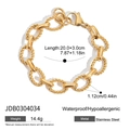 Two-tone mixed link bracelet in gold stainless steel with twist and smooth textures - Gold Style (JDB0304034)