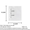 Guida alle dimensioni per ricambi raccoglitore a 3 anelli con tasche foto 9,5x8,3cm - Pagine Interne a 1 Griglia a 3 Fori (10 Fogli)