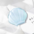 Blue laser shell cosmetic mirror with iridescent mermaid scales and pearlescent finish - Fish Scale Blue