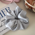 Oversized light blue satin scrunchie with elegant fabric texture for ballet style - Matte Blue
