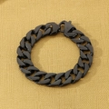 Men's black polished stainless steel flat Cuban link bracelet with lobster clasp - Polished Black (KB187333-KJX)