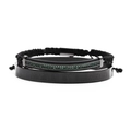 Ensemble bracelet homme en acier titane avec chiffres romains et zircon vert tressé - Ensemble Tube Incurvé Zircon Vert Tissé Noir
