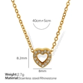 Goldene herzförmige Edelstahlkette mit Strasssteinen und präzisen Abmessungen - Hohles Herz Stil (XL221) / Gold