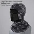 Dark gray camo thermal cycling balaclava with glasses holes and fleece lining - Long Camouflage (With Glasses Hole)