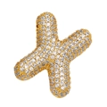 Pendentif lettre X doré avec pavé de zircons étincelants style hip hop pour femme - X (Pendentif Unique)