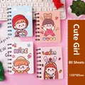 Set de cuatro mini cuadernos de espiral con bonitas ilustraciones de dibujos animados - Estilo Niña Aleatorio