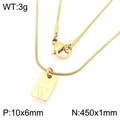 Gouden ketting met vierkante hanger gegraveerd met letter V aan een slangenketting - Gouden Letter V (KN293448-Z)