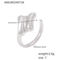 Silver titanium steel double-layer threaded open ring for women in size seven - One Size US 7 / Wave Shape (A881-Silver)
