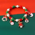 Détail du bracelet de perles de Noël avec breloques Père Noël et renne en alliage - YB449 (Perles Rouges Vertes Blanches Style Lune Père Noël)