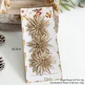 Three champagne gold glitter Christmas flowers for tree decoration with dimensions - Set of 3 / Champagne