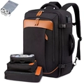 Wasserdichter Herren Business Reise Rucksack mit Packtaschen und USB Anschluss - Schwarz und Braun Rucksack Set (8092#)