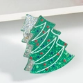 Christmas tree hair claw clip in green acetate with colorful polka dots and silver glitter - Green Polka Dot Christmas Tree Earrings