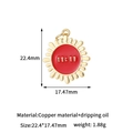 Golden sun charm pendant in copper with red center and 11:11 engraving for jewelry making - 14K Gold Sun 11:11 (Red)