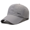 Breathable grey quick-dry sport baseball cap featuring mesh holes and sport text - Adjustable / Light Gray