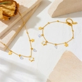 Set elegante collana e bracciale a stella in acciaio dorato con cristalli su pietra - Set Stelle Zirconi Collana Bracciale (A610-A608)