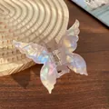 Pinza per capelli a farfalla iridescente con finitura perlata e molla in metallo - Farfalla 7cm / Viola Iridescente