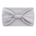 Detail shot of light grey knotted headband with soft, elastic texture for yoga and fitness - Silver Gray