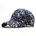 Casquette de baseball bleu marine à imprimé étoiles argentées et visière courbée de profil - Taille unique / Bleu marine