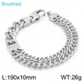 Brushed stainless steel double Cuban link bracelet for men with lobster clasp, 190mm - Steel Color (KB166880-KFC)