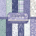 Mauve 6x6 inch scrapbooking paper pad with 12 floral designs on 160gsm cardstock - R2545 24 Sheets