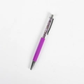 Elegant purple crystal filled metal ballpoint pen with silver accents and smooth finish - Purple - Amethyst