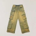SMFK retro multi-pocket wide-leg jeans in faded yellow and blue gradient denim - XS / Cheese Color
