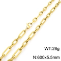 Golden titanium steel 3:1 figaro link necklace measuring 600x5.5mm with lobster clasp - 60CM / Gold
