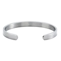 Minimalist silver open cuff bracelet for men with brushed stainless steel finish - Plain Silver