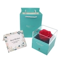 Lake blue preserved rose jewelry box set with matching gift bag and greeting card - General Purpose / Mint Green