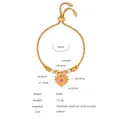 18K gold plated titanium steel pull bracelet featuring pink heart evil eye charm with crystal - E446-Gold Color Bracelet