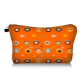 Detailaufnahme der Kosmetiktasche mit Evil Eye Print, schwarzem Reißverschluss und Griff - Orange Abstrakter Augen-Lippen-Stil (jaiying128)
