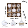 Set di 9 palline di Natale nordiche in scatola kraft con dimensioni e peso indicati - Stile 4 (R2-28)