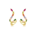 Eleganti ear cuff dorati con gemme colorate taglio marquise e design a onde vivaci - Oro [Pietre Colorate] / Oro