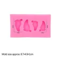 Pink silicone baby foot mold for fondant and clay DIY crafts with four cavities - 1# Pink (8.7x4.9cm) / Pink