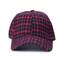 Classic cotton plaid baseball cap with red, blue and white British style pattern - Adjustable / Burgundy