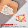 DIY mushroom cluster silicone mold for gypsum and resin crafts, 70x90mm white mold - Vegetable-Mushroom