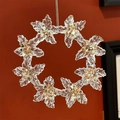 Acrylic Christmas ornament wreath with gold sequins and silver string for holiday decor - 14*14cm