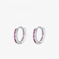 Elegant 925 sterling silver hoop earrings with channel-set pink rectangular zircons - 925 Silver / Pink Zirconia