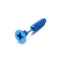 Orecchini a perno a forma di vite blu in acciaio inossidabile dallo stile punk industriale - Pezzo Singolo / Blu