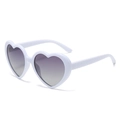 Chic heart-shaped white sunglasses with gradient purple lenses for women - White Frame Gradient Gray Polarized