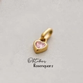 Golden heart pendant with October pink quartz stone for DIY necklaces for women - October Heart Pendant - Gold