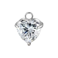 Ciondolo a cuore in acciaio inossidabile oro 18K con pietra in zirconia chiara - Aprile Bianco (Montatura in Acciaio)
