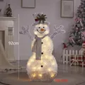 Pupazzo di neve floccato da 92cm con 35 LED e cappello grigio con paillettes - 35 LEDs / 92cm / Taglia Media K19B-341