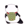 Niedliche Emaille-Panda-Anstecknadel mit schwarz-weißem Panda und grünem Panzer auf dem Rücken - Panda mit Rucksack-XZ5173