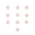 Set de 10 dijes redondos de aleación blancos con tiernas huellas rosas para joyería - 8# Dije Redondo de Huella Rosa