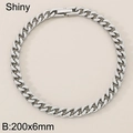 Poliertes silbernes Edelstahl-Panzerarmband 6 mm breit und 200 mm Gesamtlänge - 6mm Vierseitig Poliert